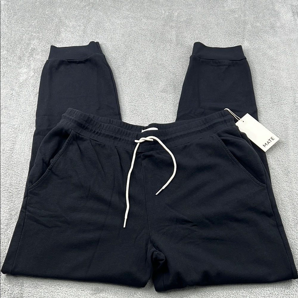 NEW MATE The Label XL 100% Organic Cotton Pockets French Terry‎ Black Jogger